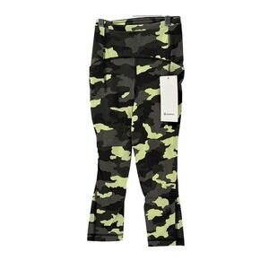 New Lululemon Leggings Cropped Swift Speed High Rise‎ Camo Women Size 2 Green